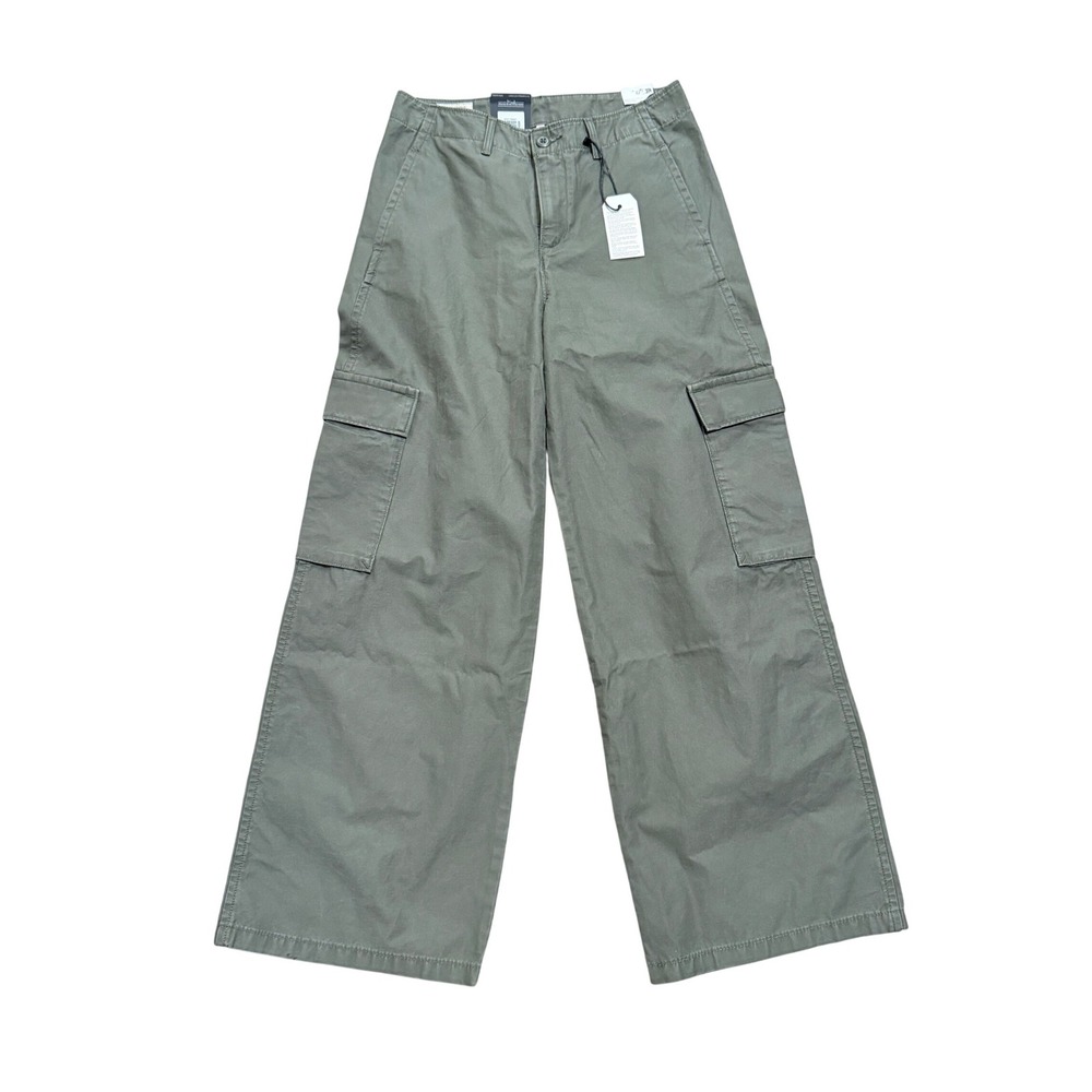 Levis Premium Baggy Cargo Pants Womens 26 x 30 Olive Green Mid Rise Straight Leg